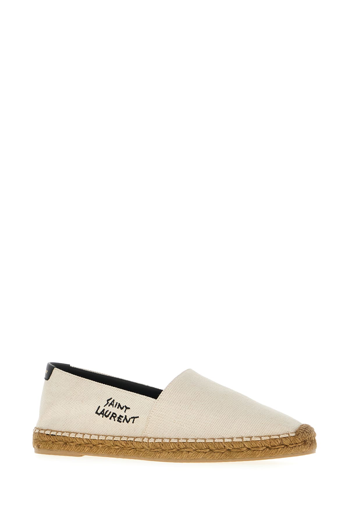 Shop Saint Laurent Sand Canvas Espadrilles In Ecru Nero