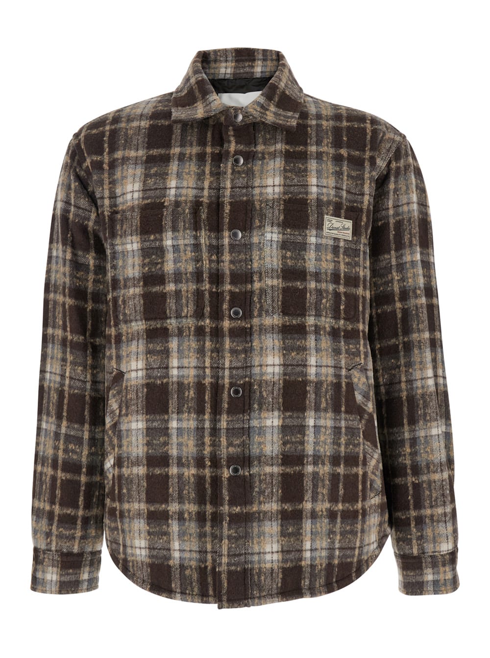 Dunst Unisex Quilted Check Flannel Shirt In Brown