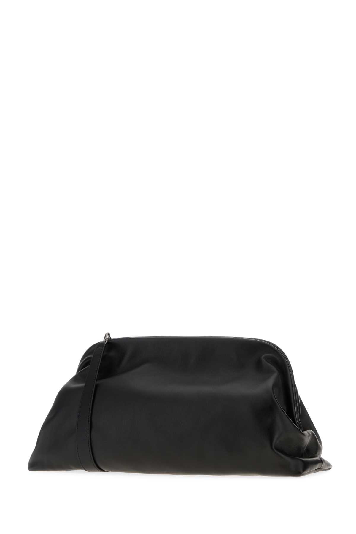 Alberta Ferretti Women Black Handbag With Removable Handle And Clasp Closure In Leather Woman In Black