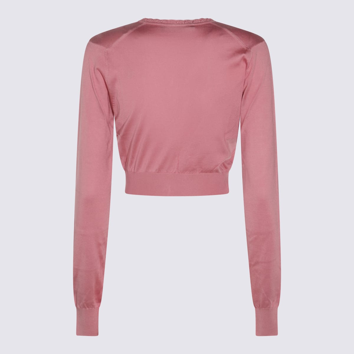 Dolce & Gabbana Lace-trimmed Cropped Cardigan In Rosa Polvere