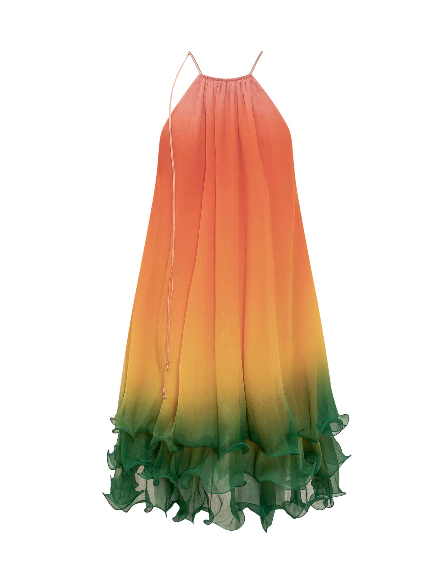 Shop Casablanca Silk Cocktail Dress In Rainbow Gradient