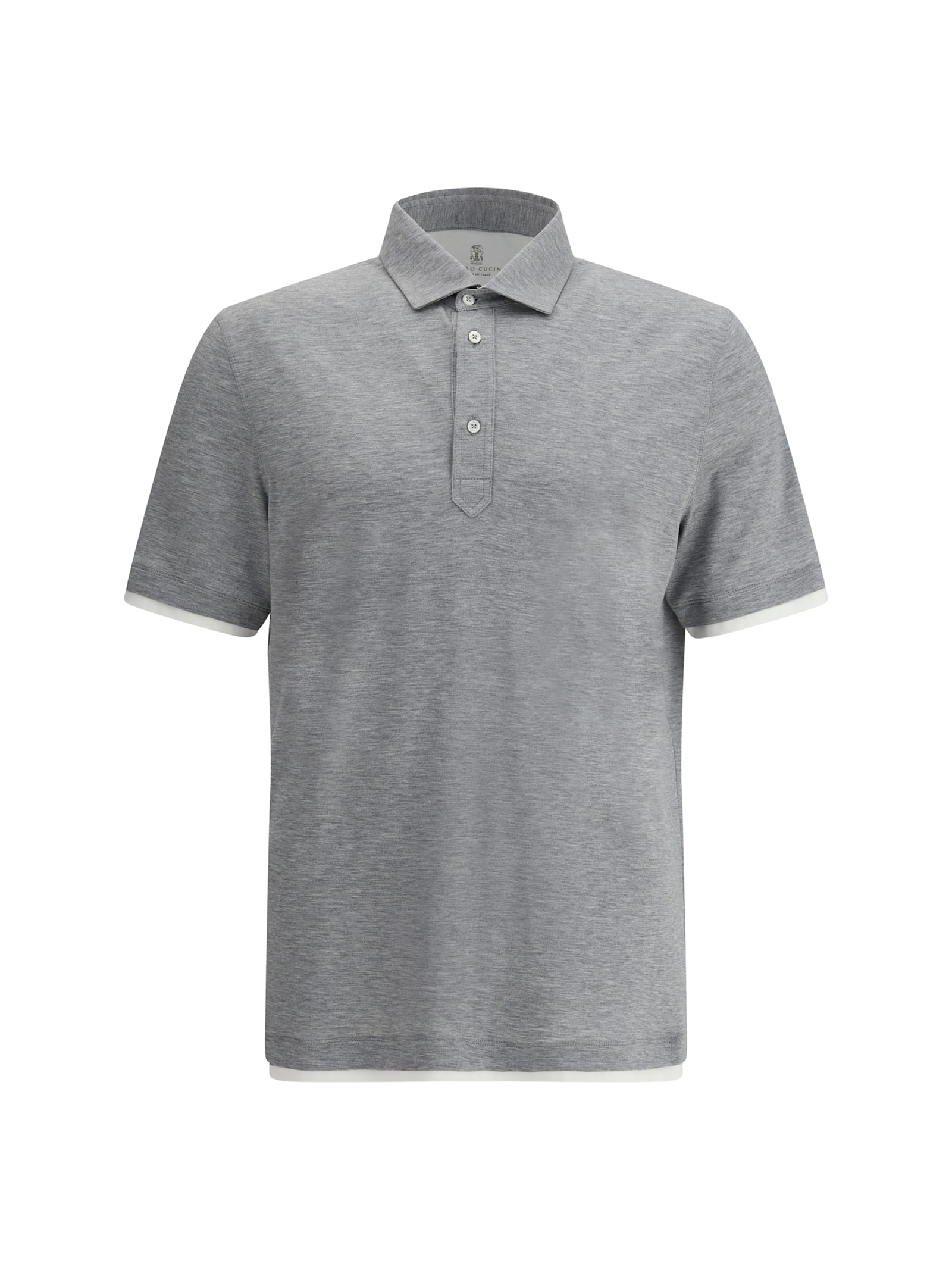 Brunello Cucinelli Silk Polo Sweater With Two-tone Double Layer Detail
