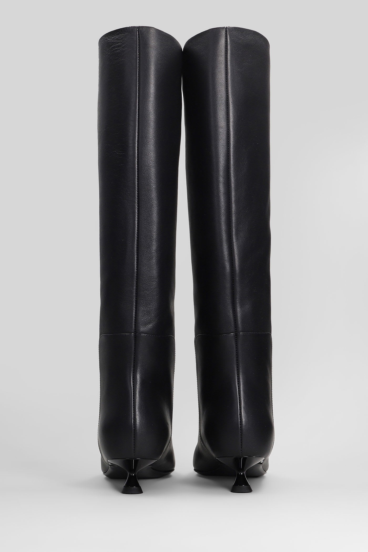 3juin Olympe 035 Low Heels Boots In Black Leather In Black