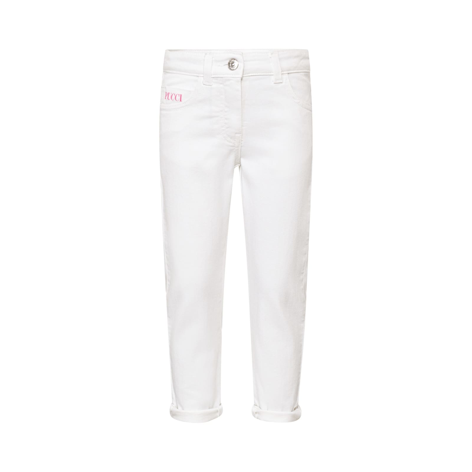 Emilio Pucci Kids' Relaxed Fit Trousers With Applique In White