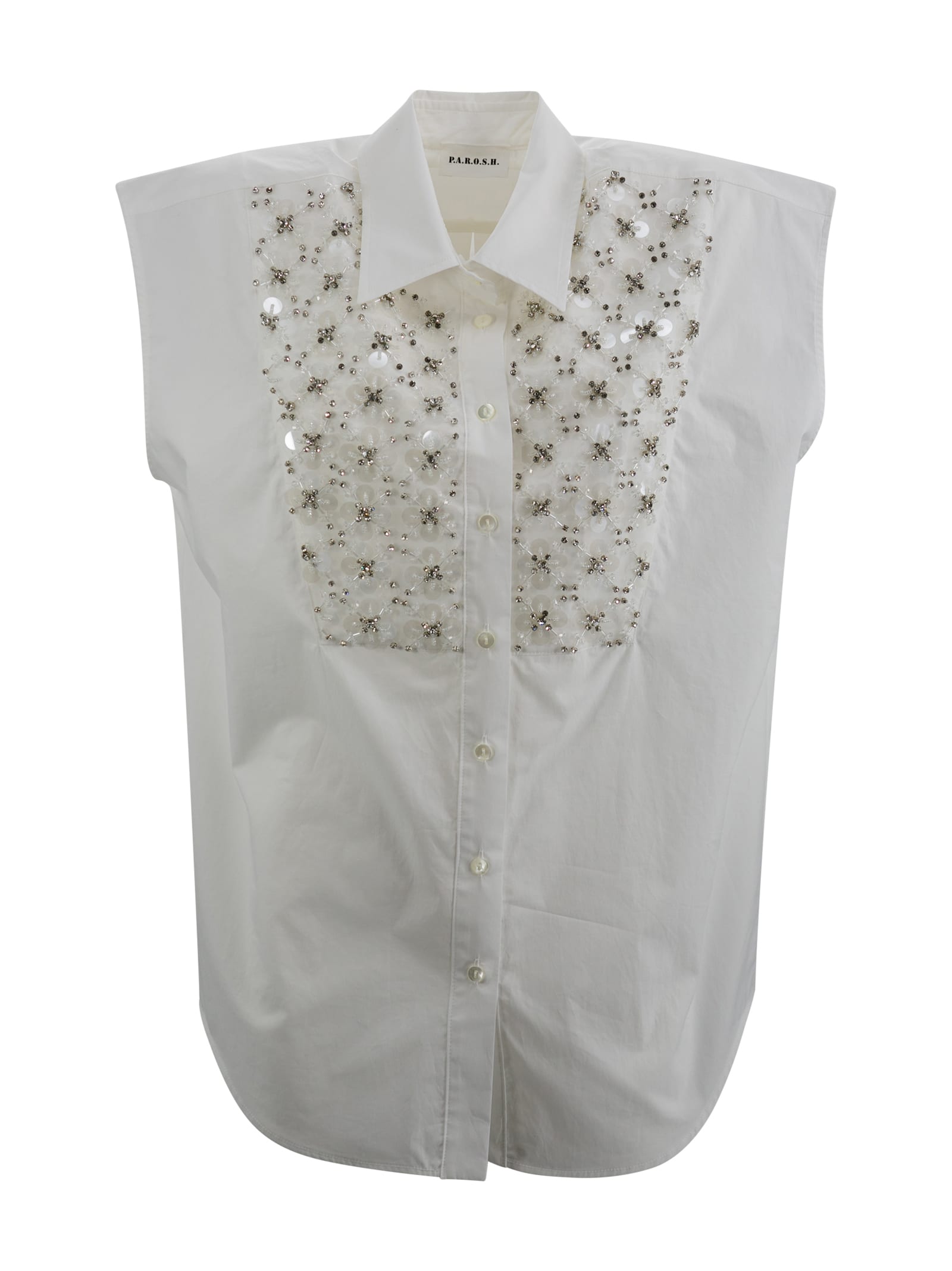 Shop P.a.r.o.s.h Shirt With Sequin Embroidery In White