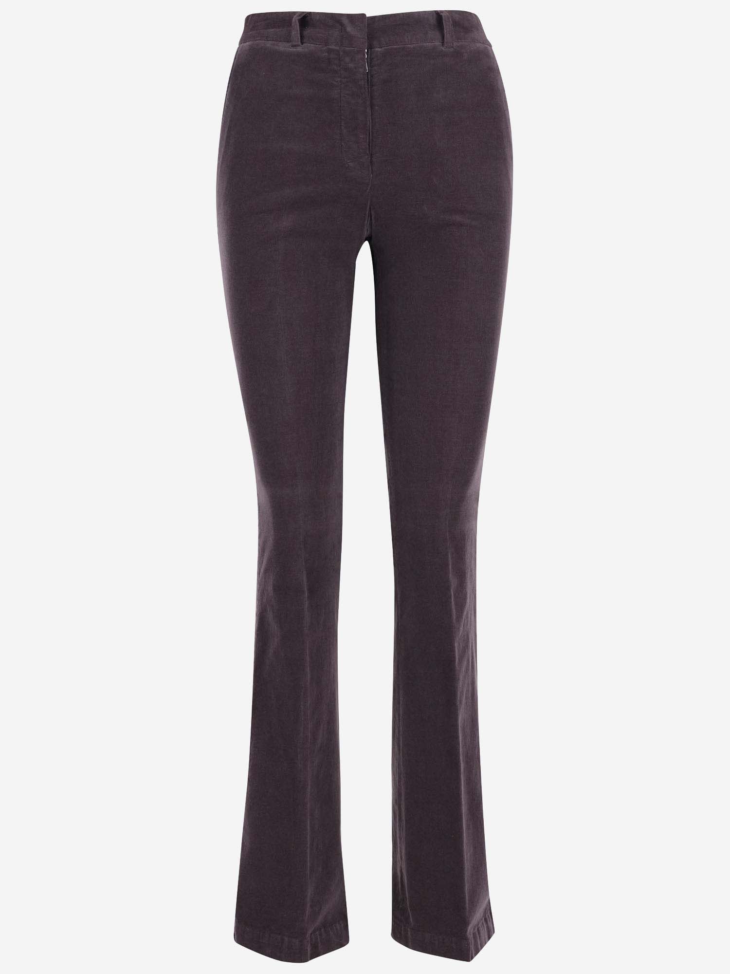 Shop Ql2 Stretch Cotton Velvet Flared Pants In Purple