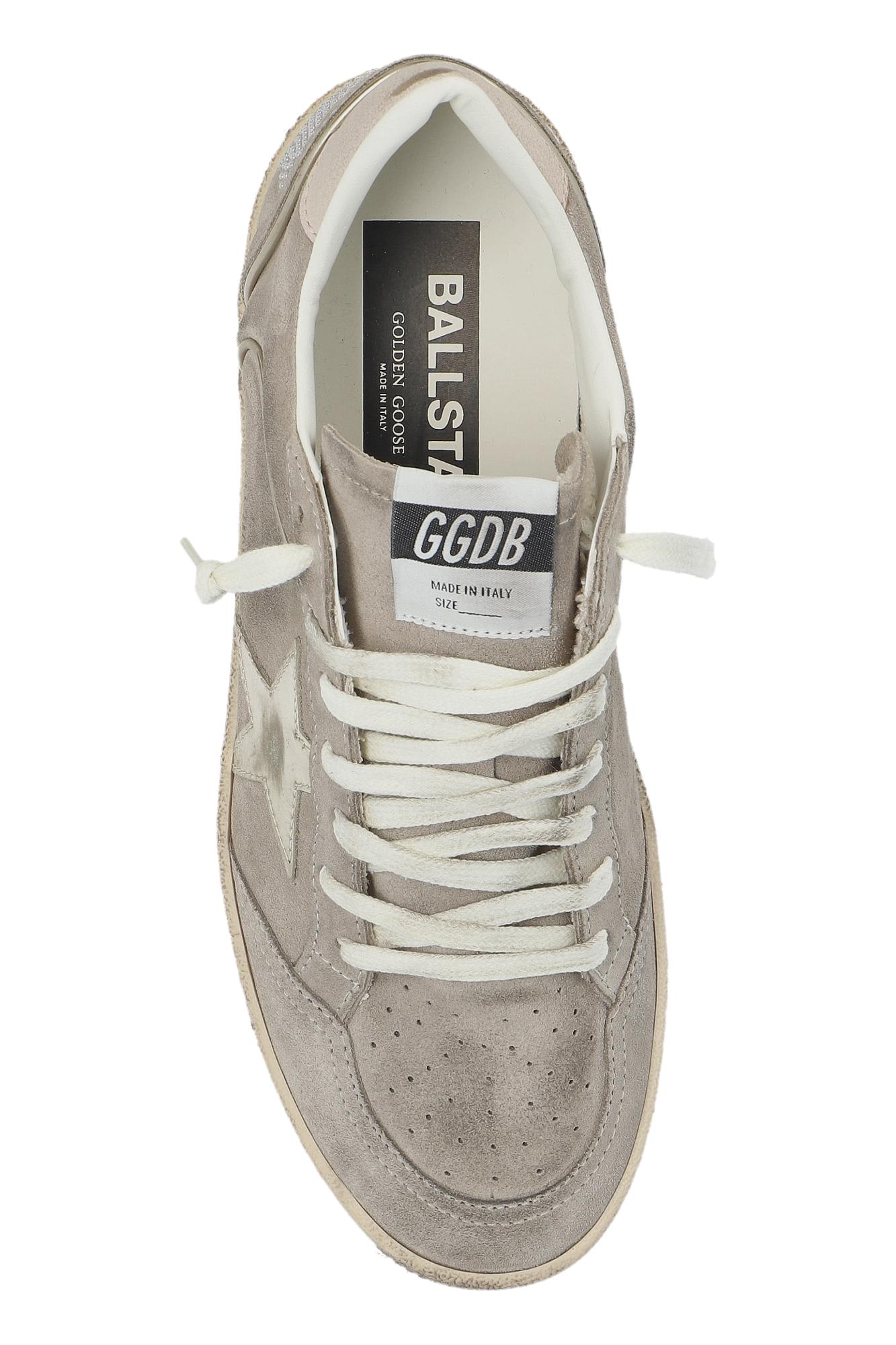 Golden Goose Light Beige Suede Sneakers With Star Detail In Pink