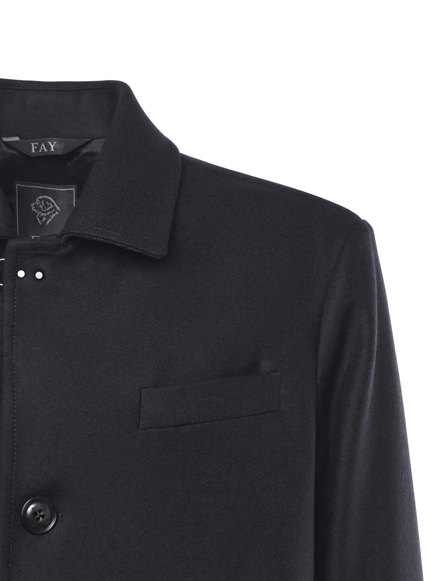 Fay Button-fastening Welt-pocket Coat In Blue