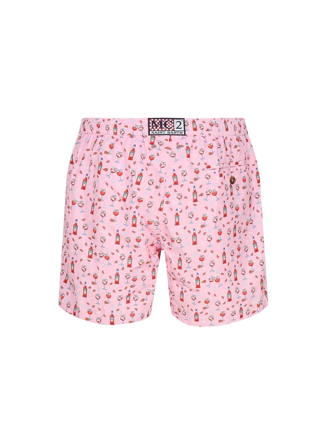 Mc2 Saint Barth Pattern-printed Drawstring Swim Shorts In Pink