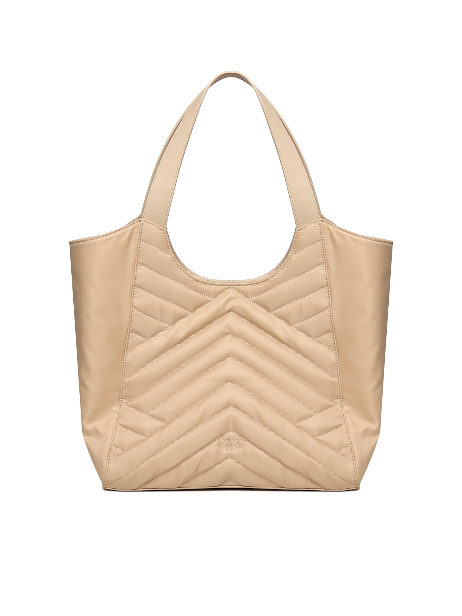 Pinko Puzzle Quilt Fabric Shopper Bag In Beige