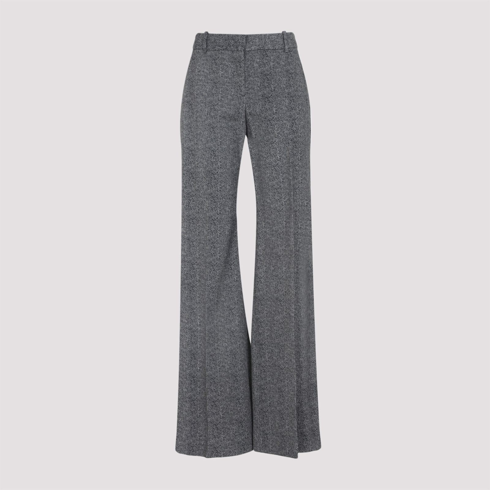 Ermanno Scervino Wide-leg Viscose Pants With Herringbone Patternwaist In Gray