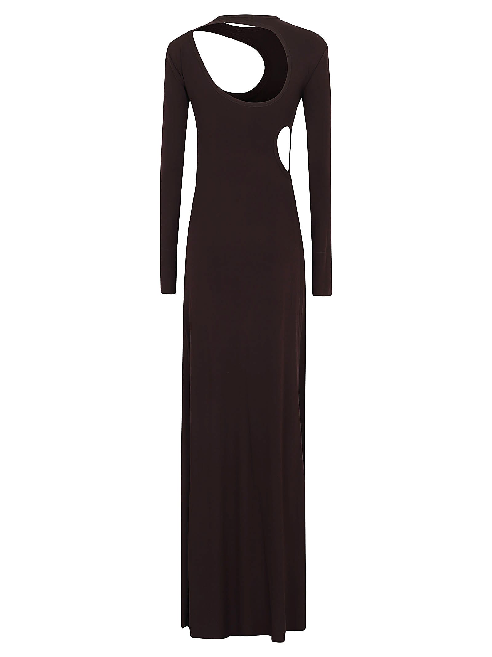 Shop Victoria Beckham Cut-out Jersey Floorlength Dress In Deep Mahogany