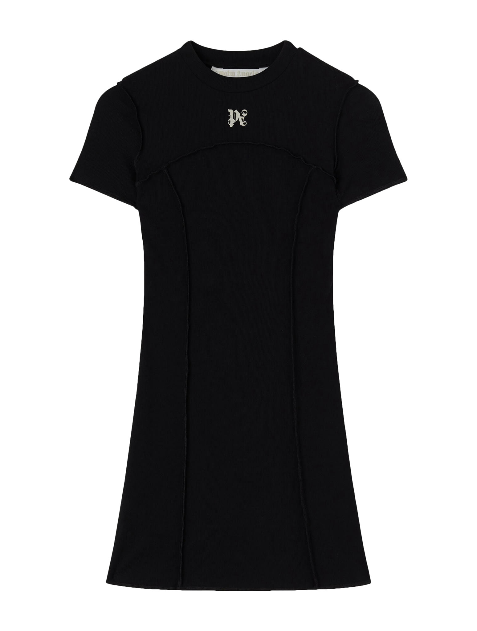 Shop Palm Angels Monogram Mini Dress In Black Off White