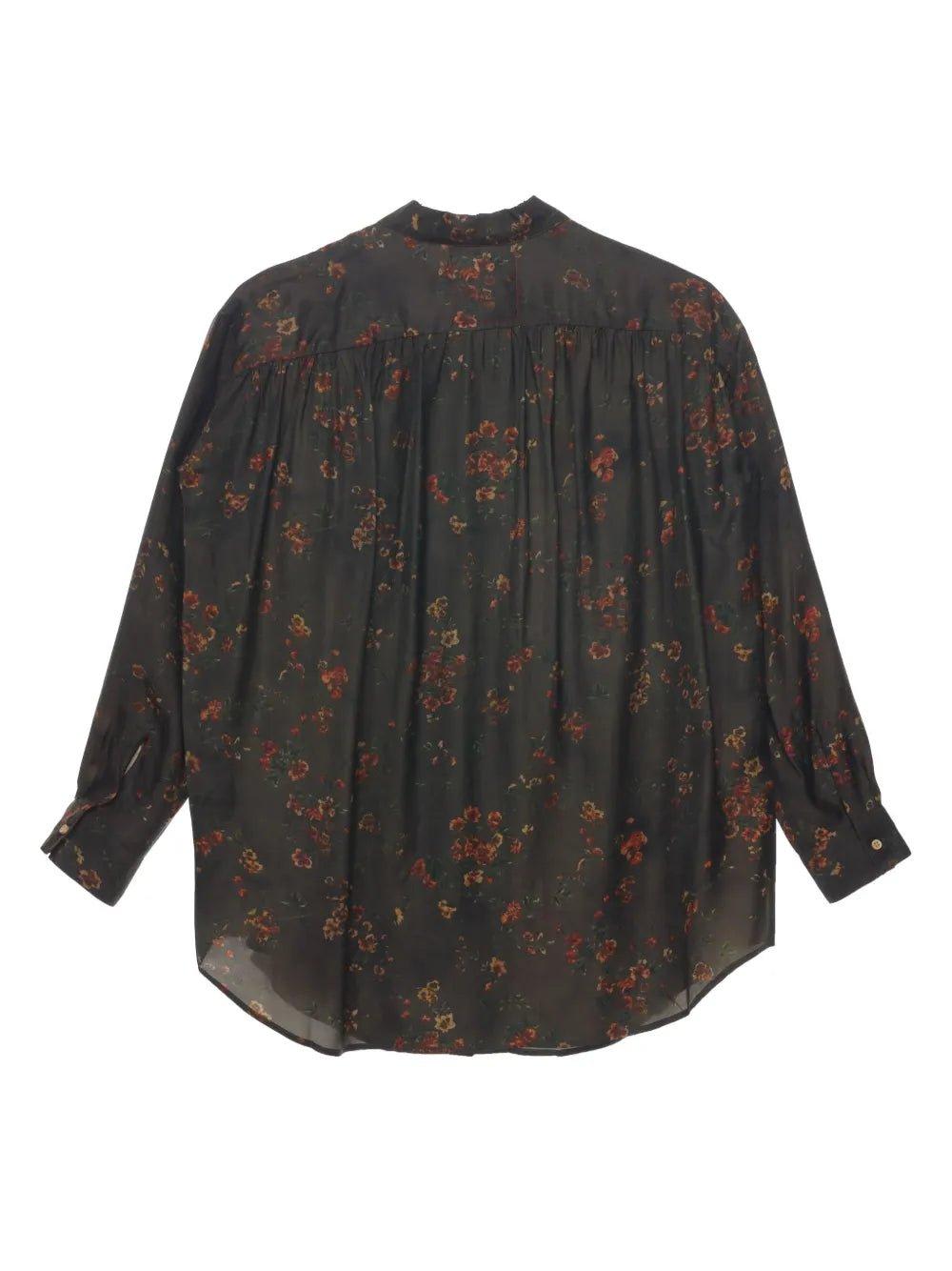 Uma Wang Floral Printed Curved Hem Shirt In Multicolour