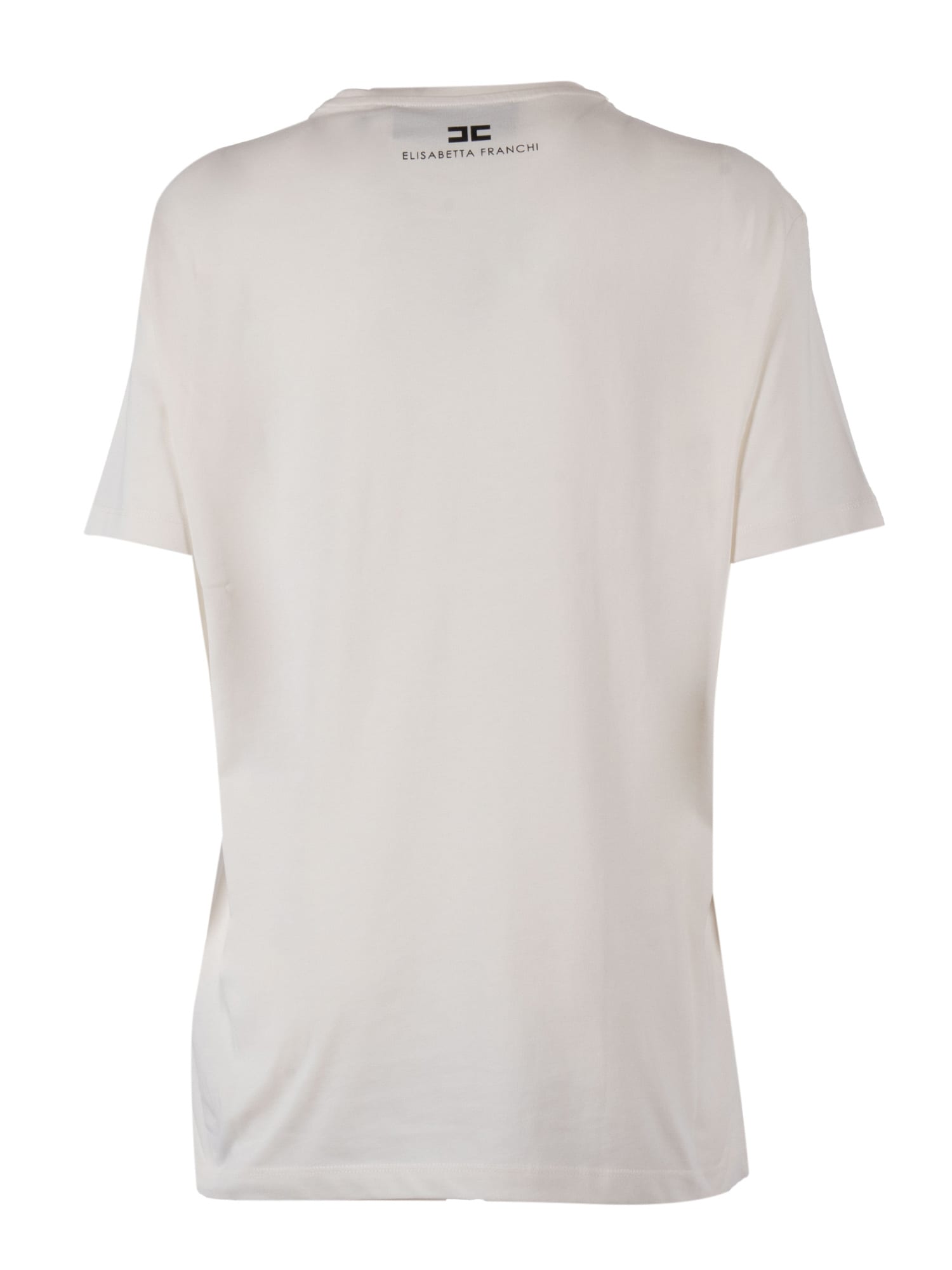 Elisabetta Franchi Slogan-print Cotton T-shirt In Neutral