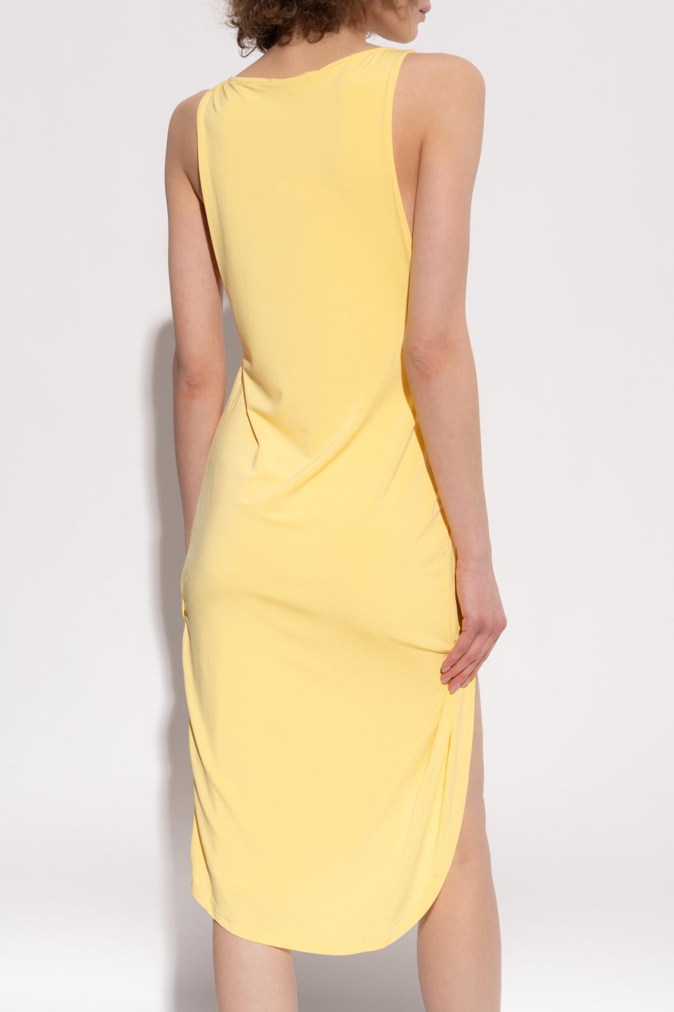 Jacquemus Peplo Sleeveless Draped High-low Dress In Yellow