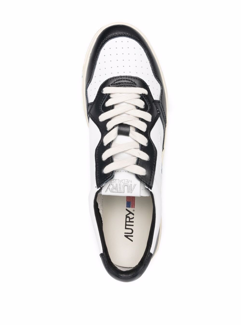 Shop Autry White And Black Leather Sneakers