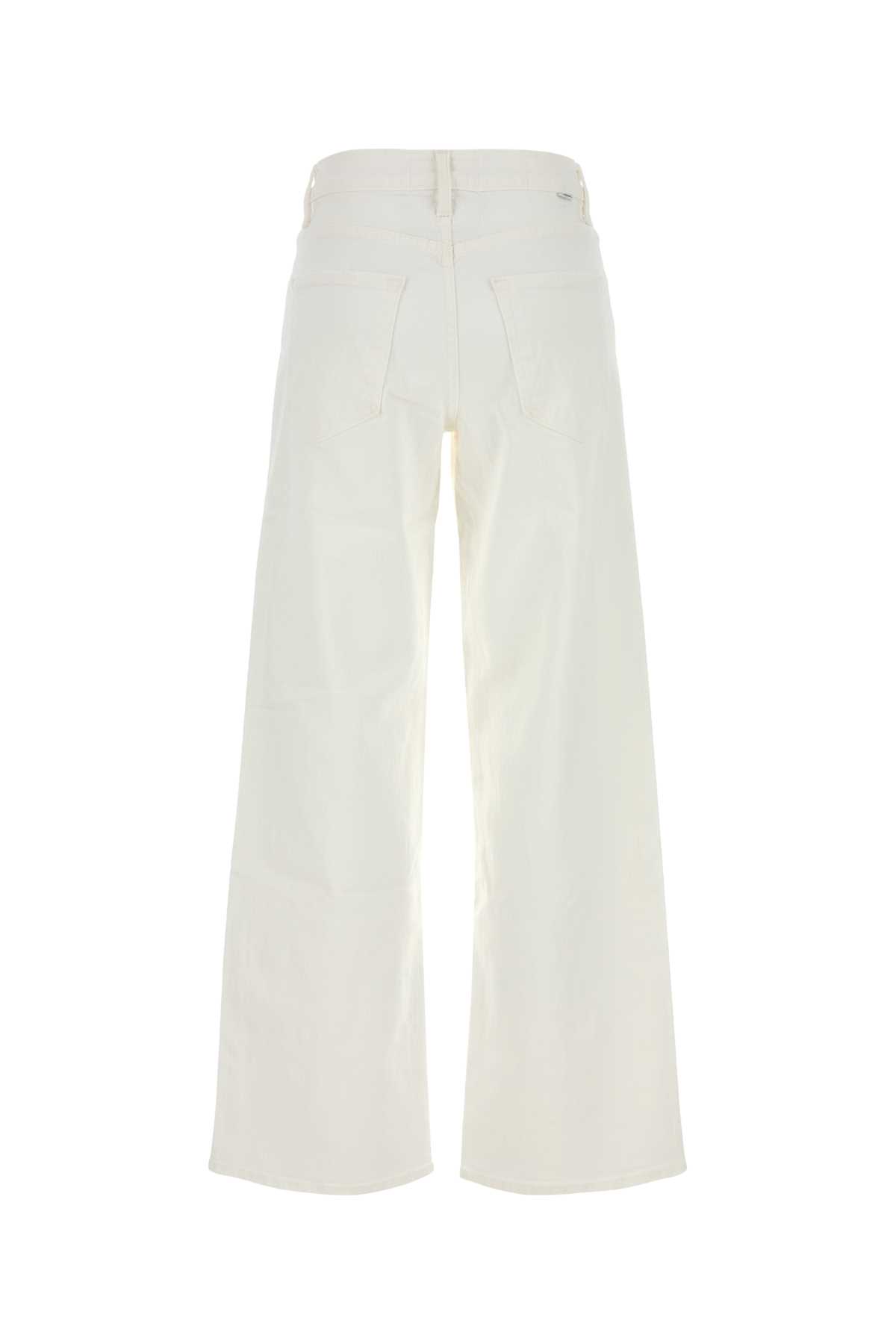 Shop Mother White Stretch Denim The Spinner Wide-leg Jeans In Bianco