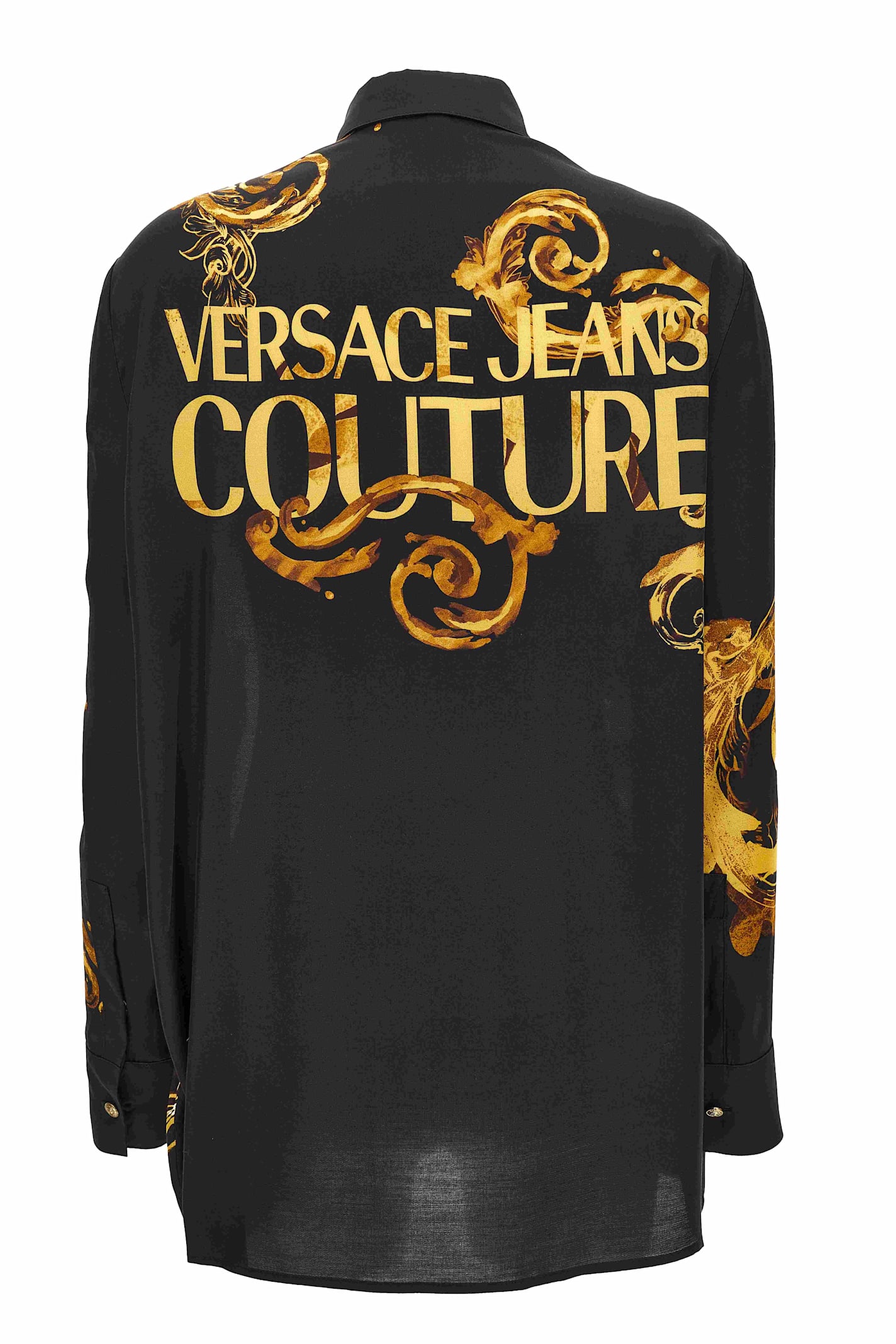 Versace Jeans Couture Chain Couture-print Satin Shirt In Black