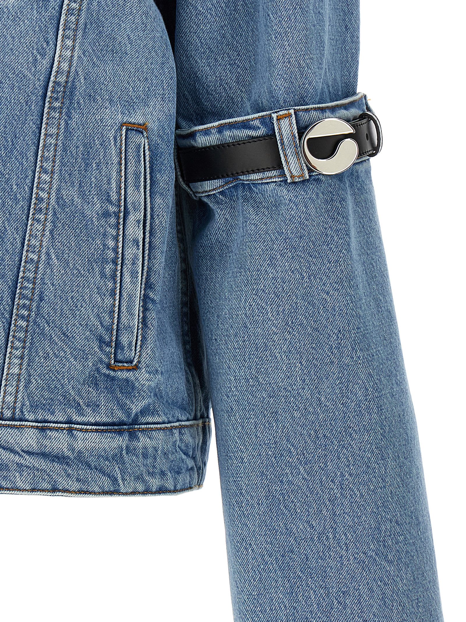 Shop Coperni Hybrid Denim Short Jacket In Blue