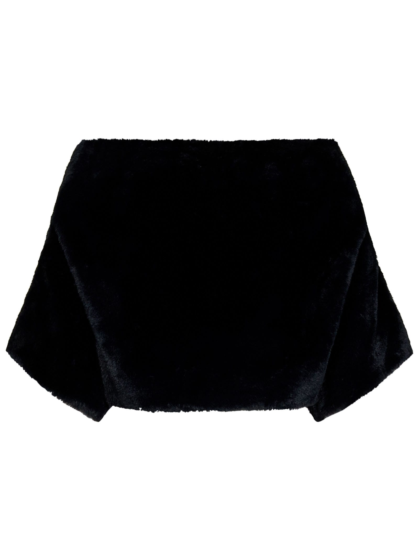 Herno Cropped Black Cape In Black
