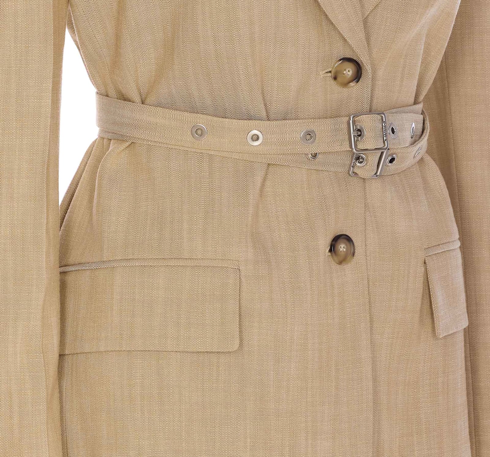 Pinko Belted Blazer In Nude