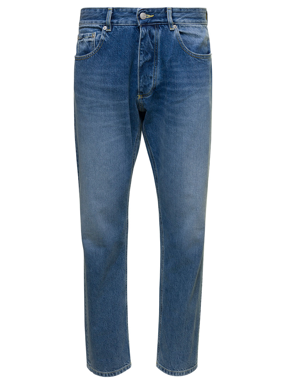 Icon Denim kanye Blue 5-pocket Jeans With Logo Patch In Cotton Denim Man