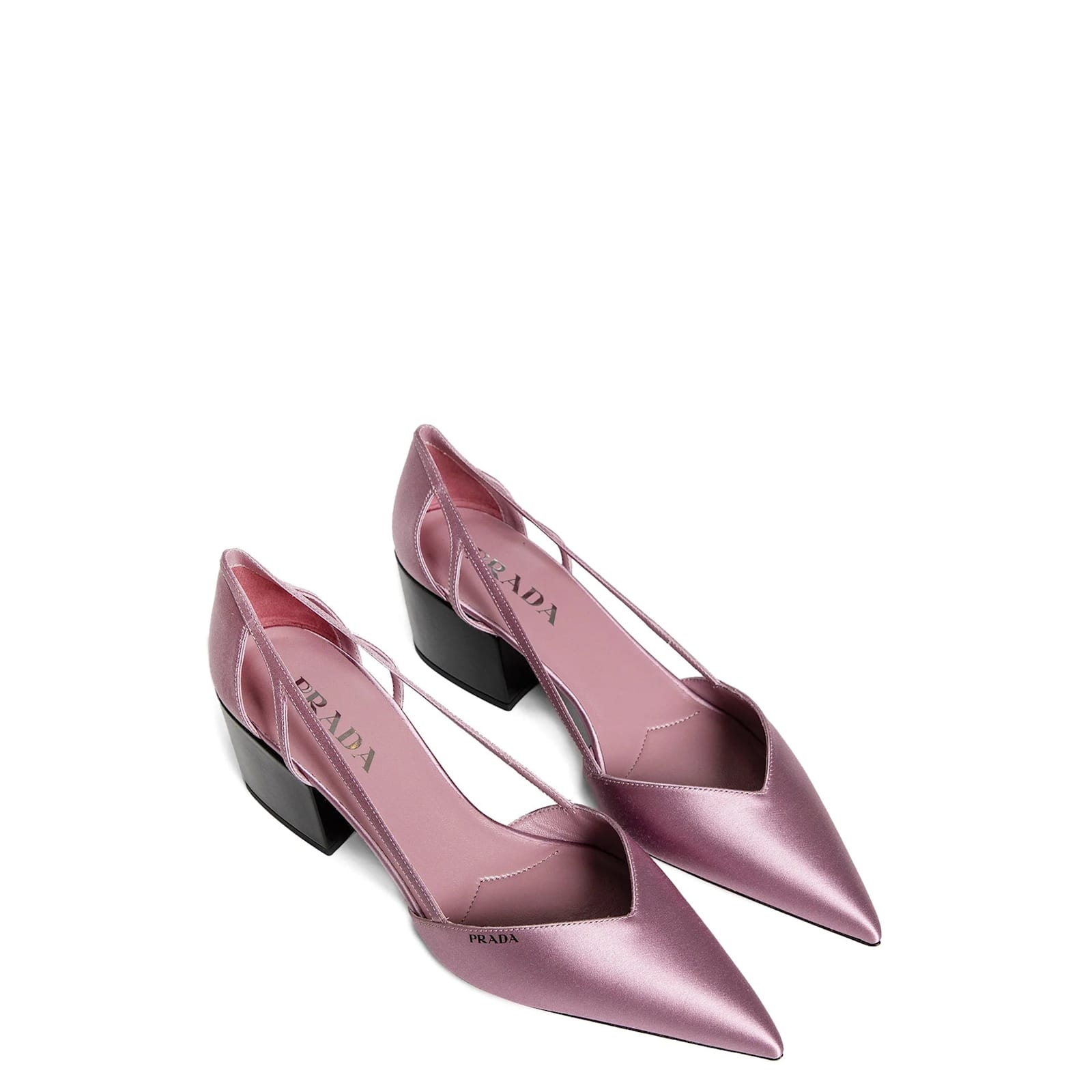 Prada Cutout Satin Pointy-toe Pump In Pink