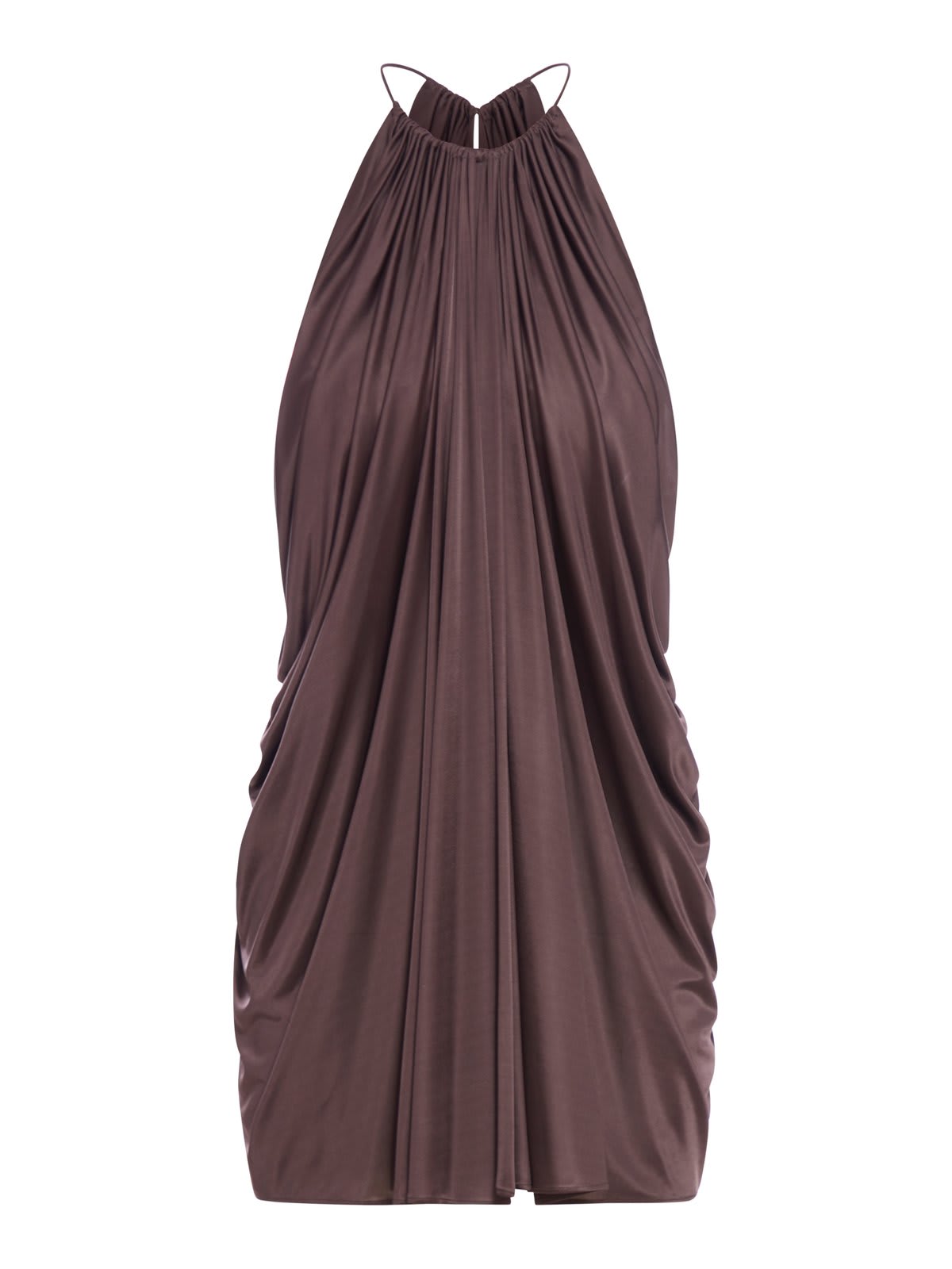 Shop Tom Ford Light Lustrous Jersey Halterneck Cocktail Dress In Dark Brown