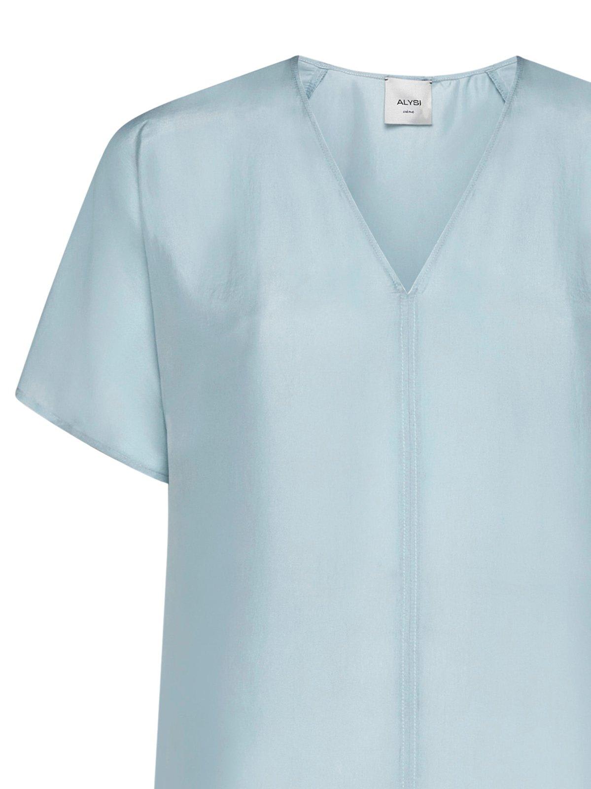 Shop Alysi V-neck Short-sleeved Top In Ash