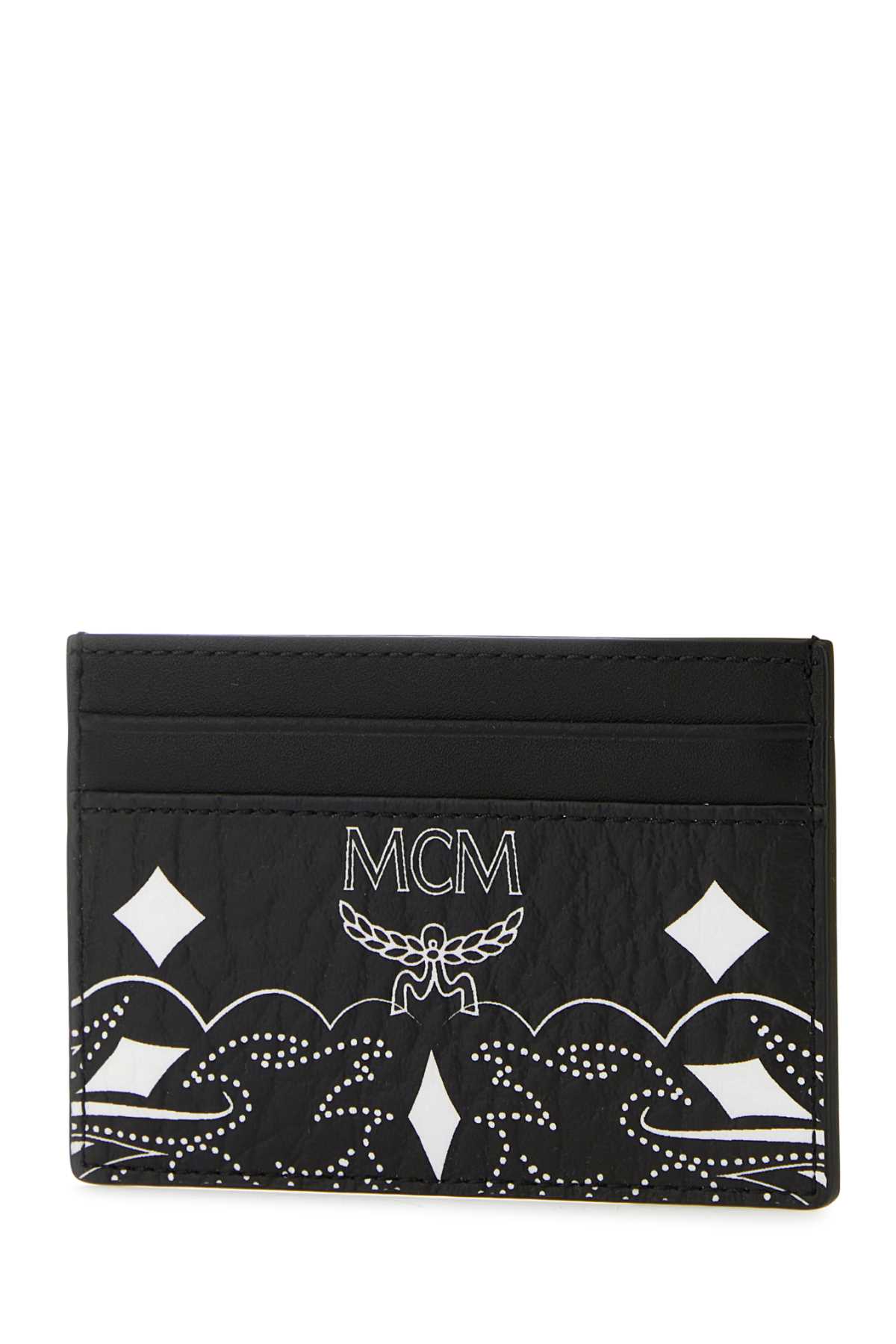 Shop Mcm Printed Canvas Mini Aren Card Holder In Black