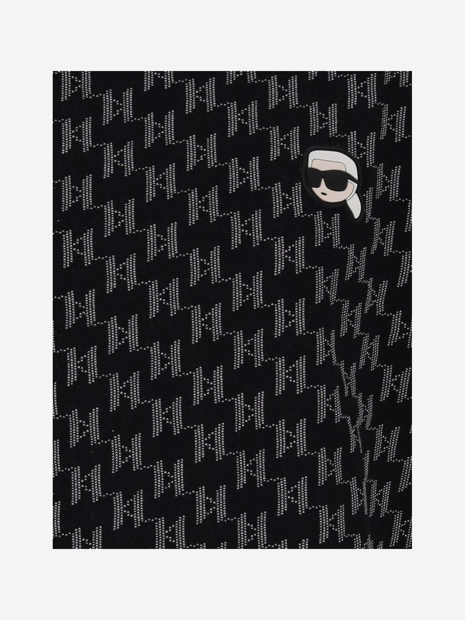 Shop Karl Lagerfeld Monogrammed Cotton Sweatshirt In Black