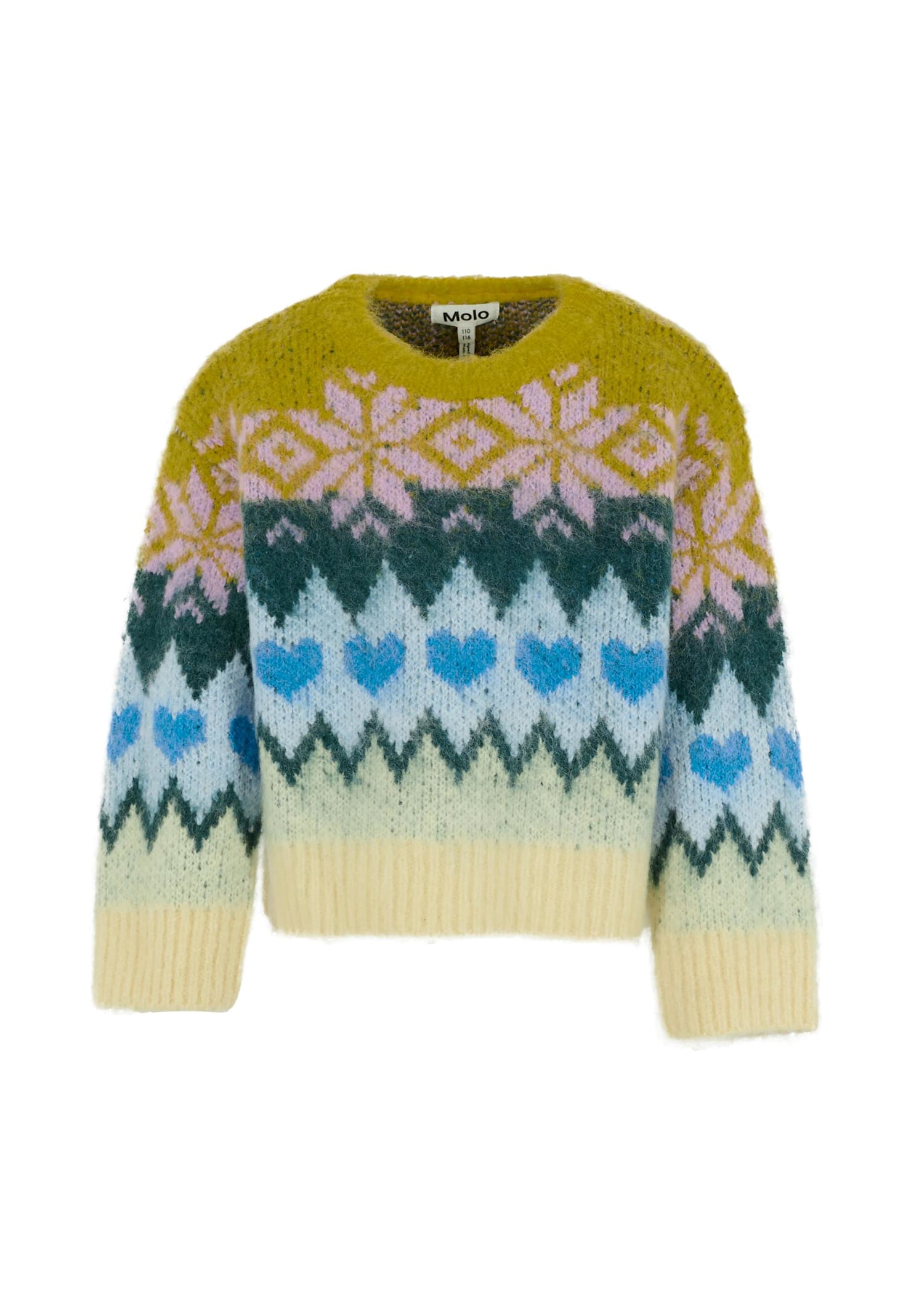 Molo Multicolor Sweater For Girl With Nordic Motif In Multi