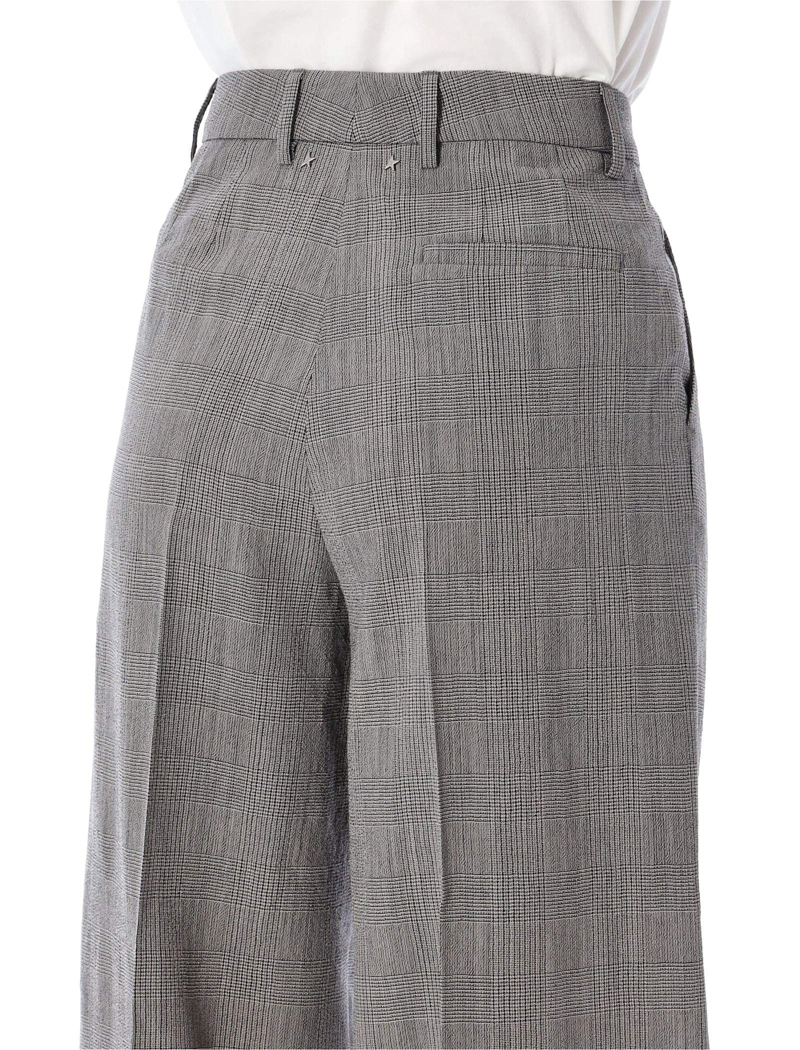Golden Goose Grey Prince-of-wales Oversize Trousers In Gray