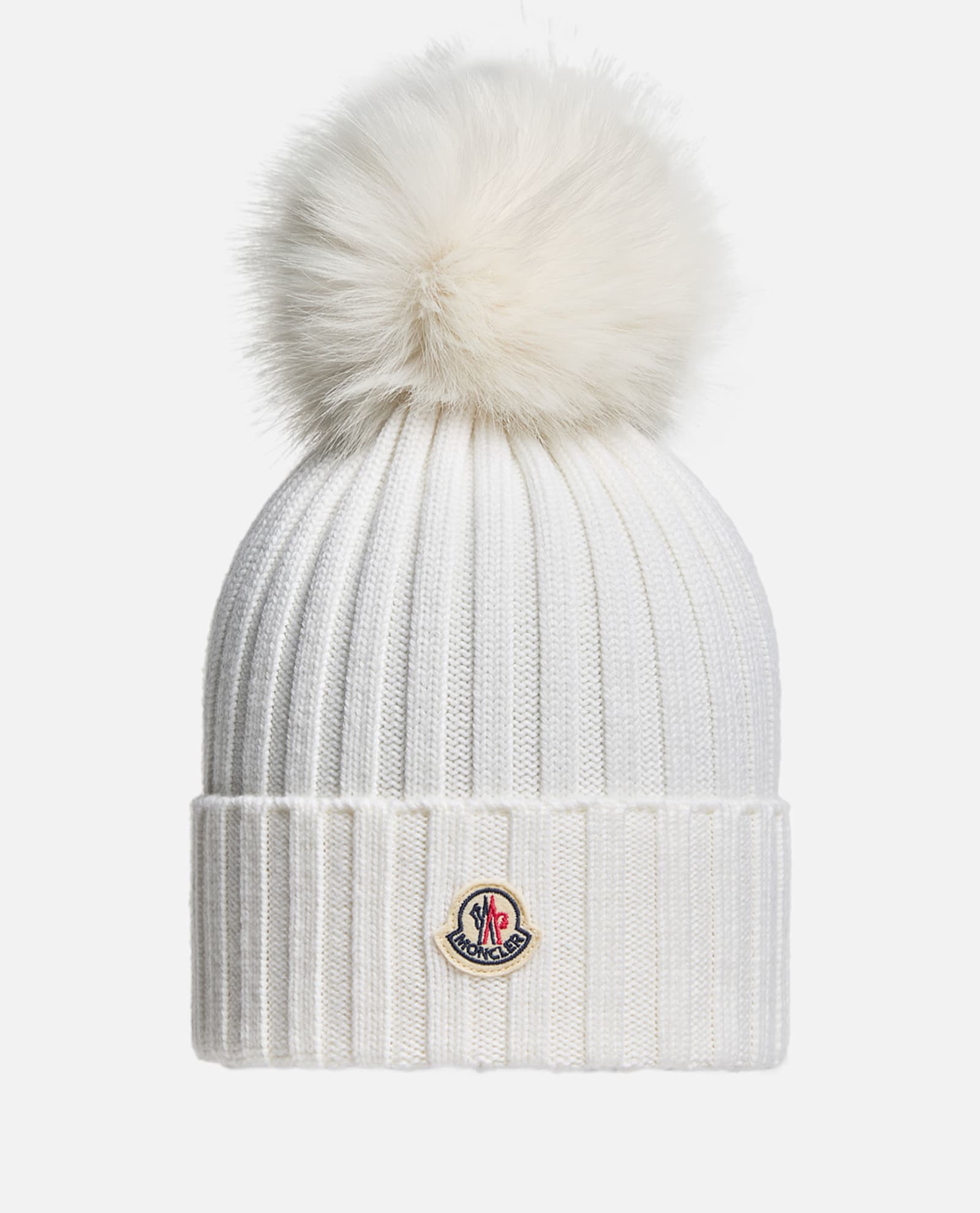 Moncler White Pom-pom Beanie In White