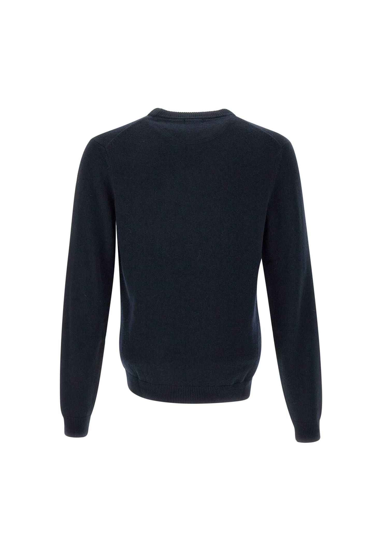 Shop Sun 68 Round Solid Wool And Viscose Blend Pullover Sweater In Navy Blue