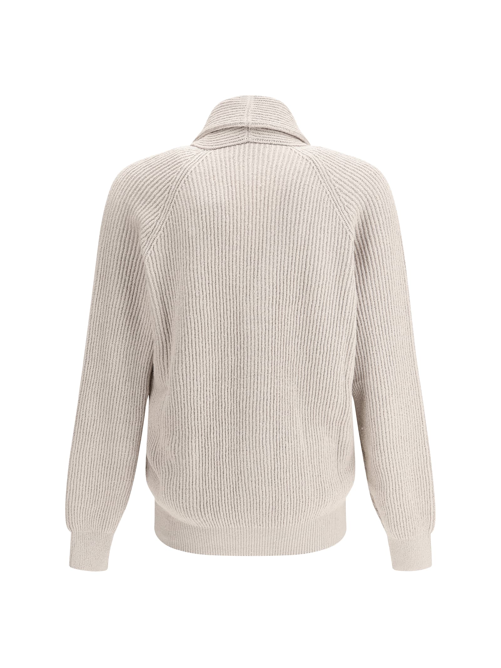 Brunello Cucinelli Ribbed Cotton Shawl Collar Cardigan In C2438