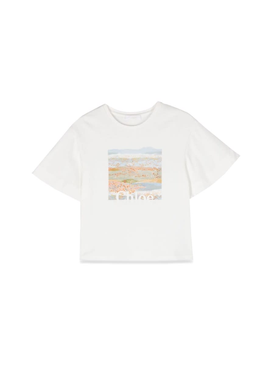 Shop Chloé Mc Print T-shirt In Ivory