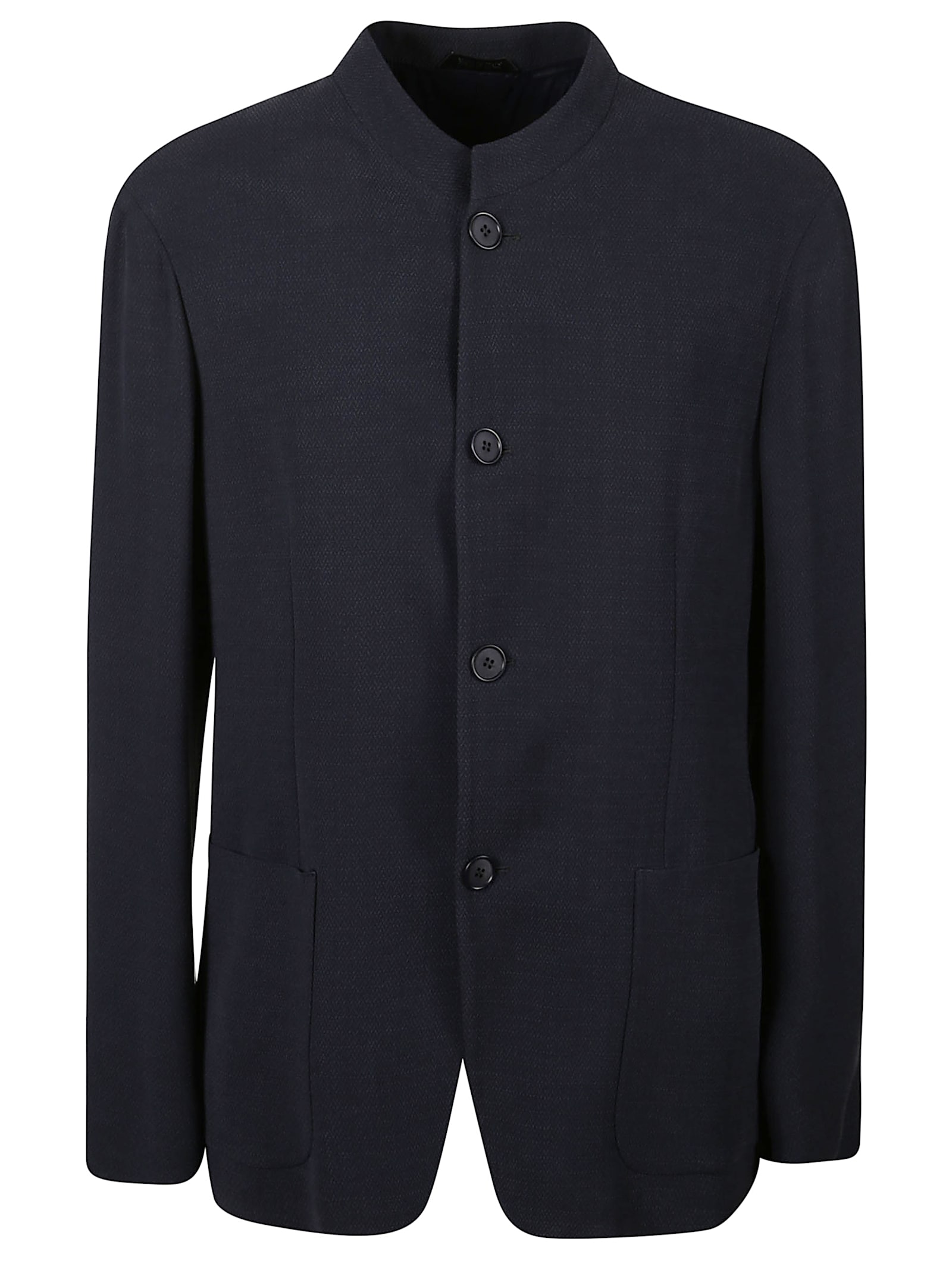 Giorgio Armani Textured Fabric Jacket Mandarin Collar In Gray