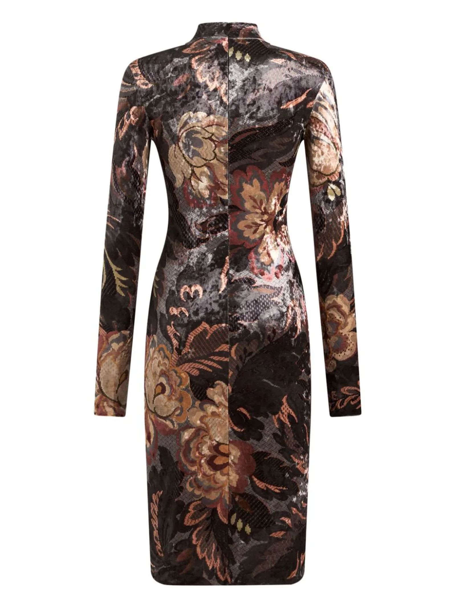 Shop Etro Sheath Dress In Stretch Chenille Fabric In Black