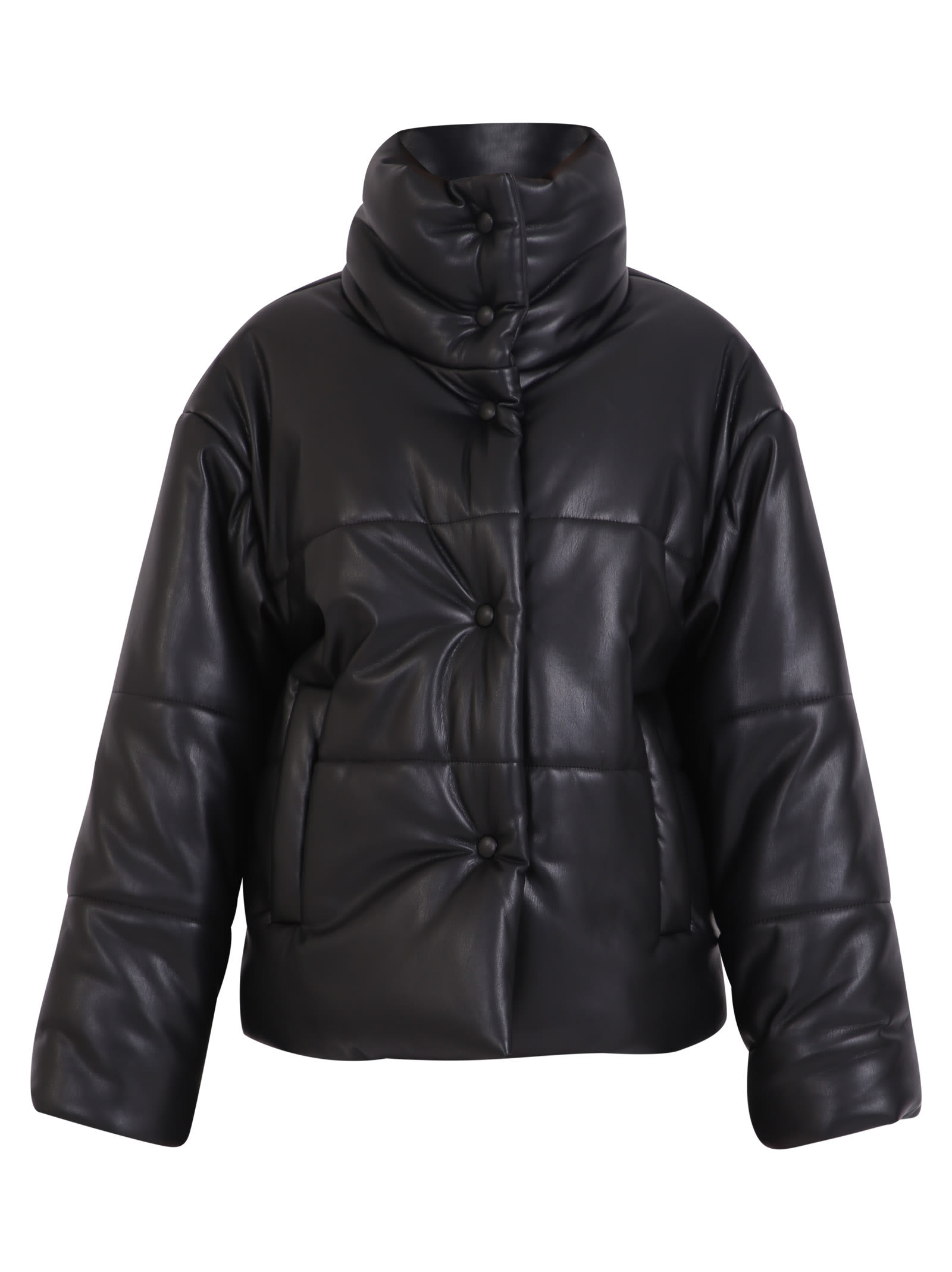 Nanushka Padded Vegan-Leather Puffer Jacket In Black | ModeSens