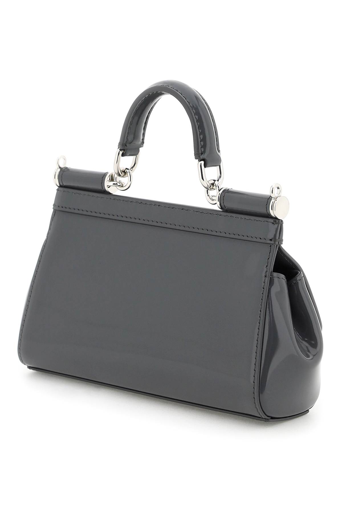 Shop Dolce & Gabbana Patent Leather Small Sicily Bag In Grigio