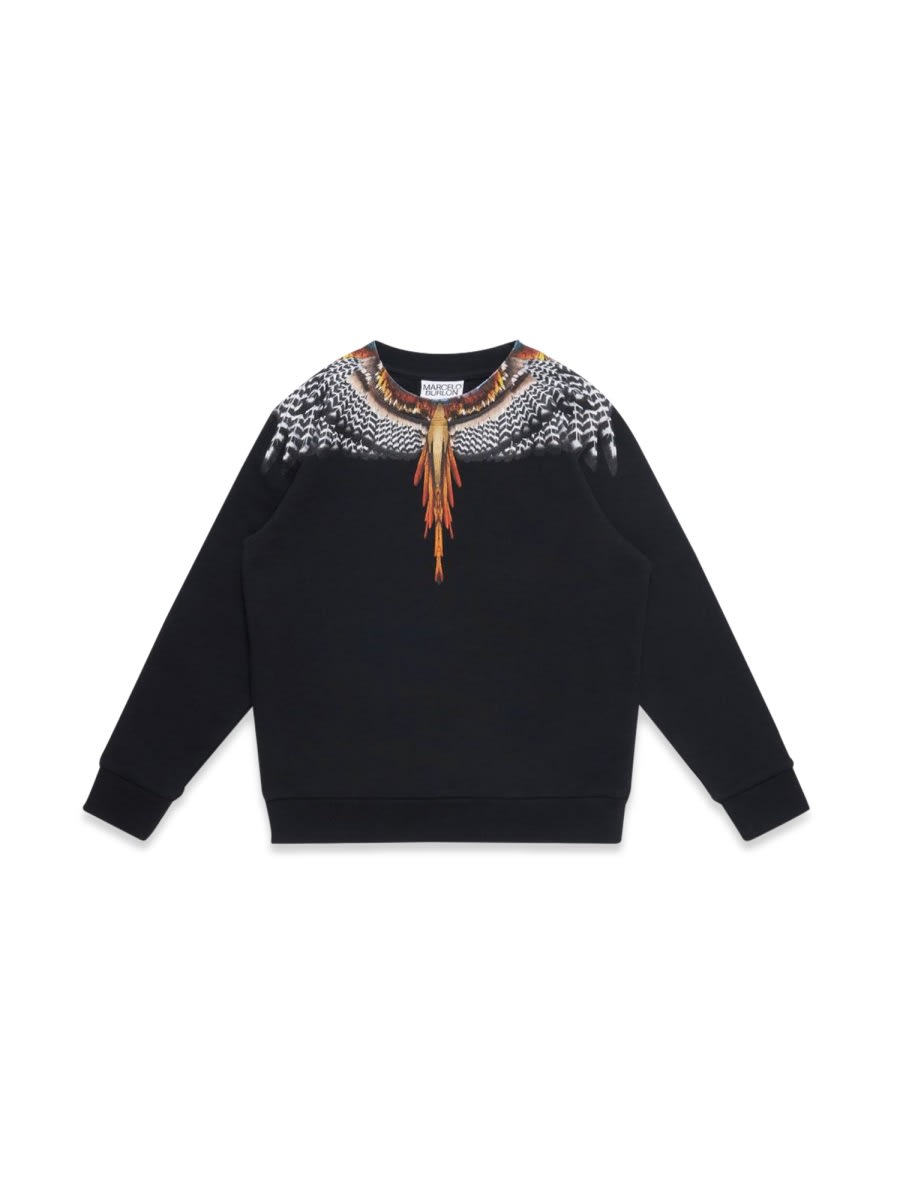 Marcelo Burlon County Of Milan Kids' Black Grizzly Wings Crewneck