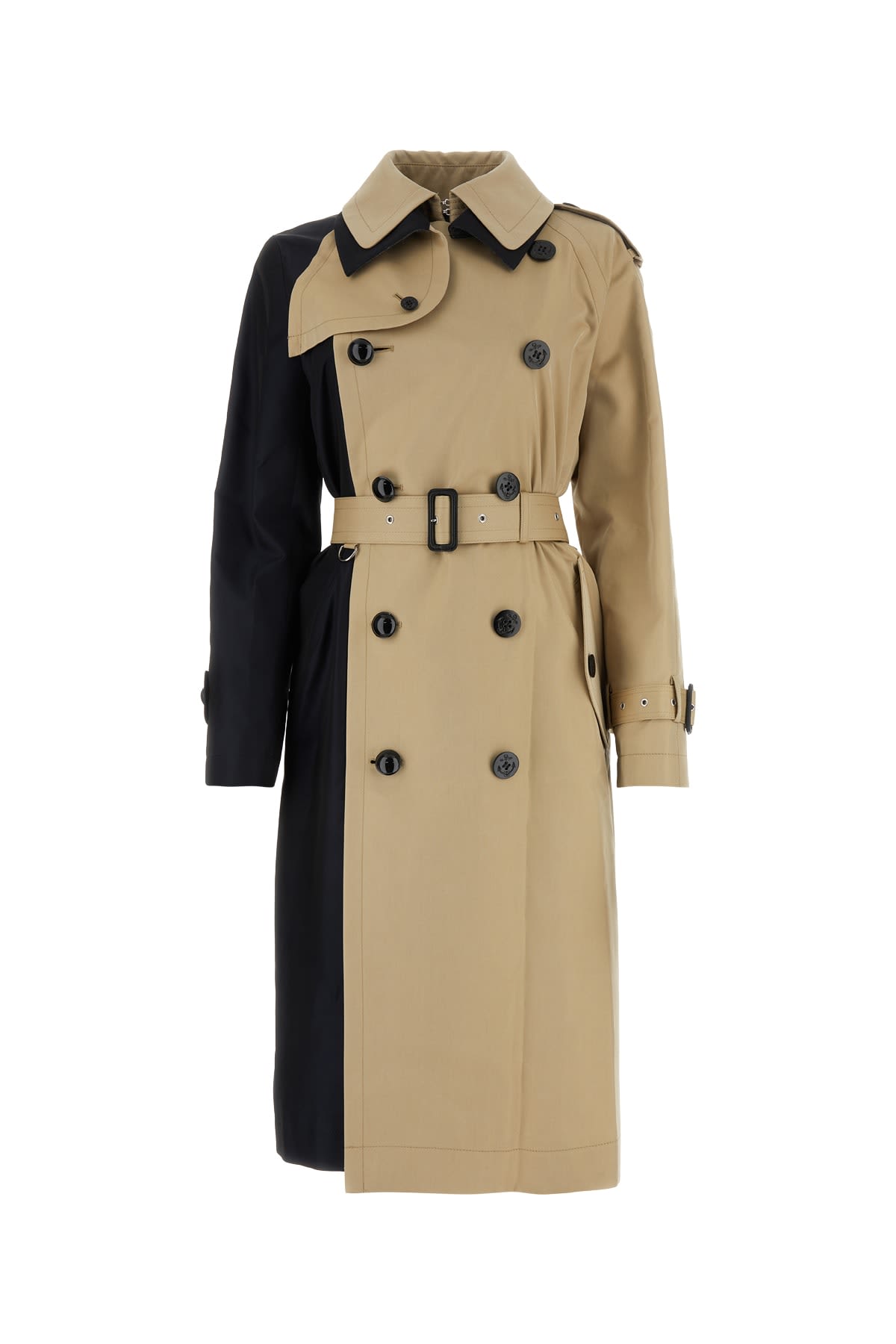 Shop Sacai Cappotto In Navybeige