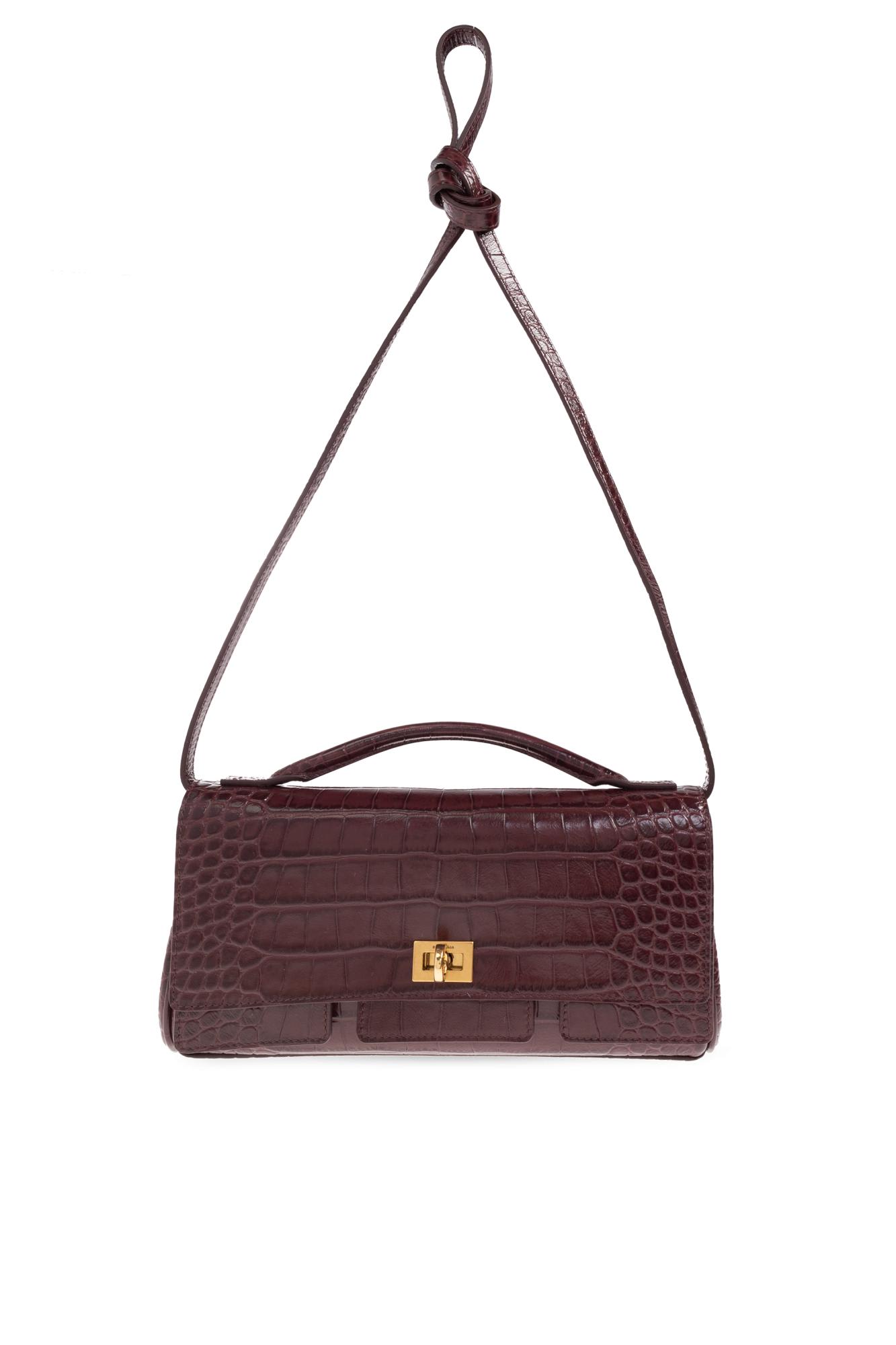 Balenciaga Bel Air Flap Leather Top-handle Bag In Burgundy