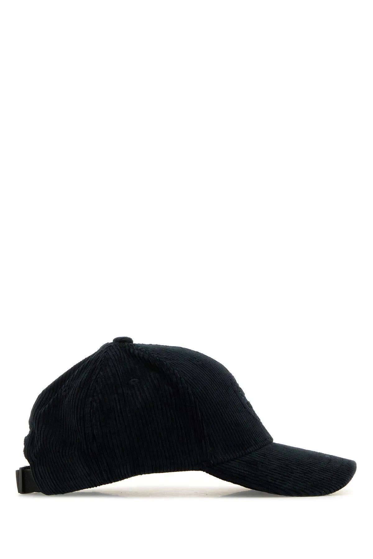 Shop Stone Island Black Corduroy Baseball Cap In Bleu