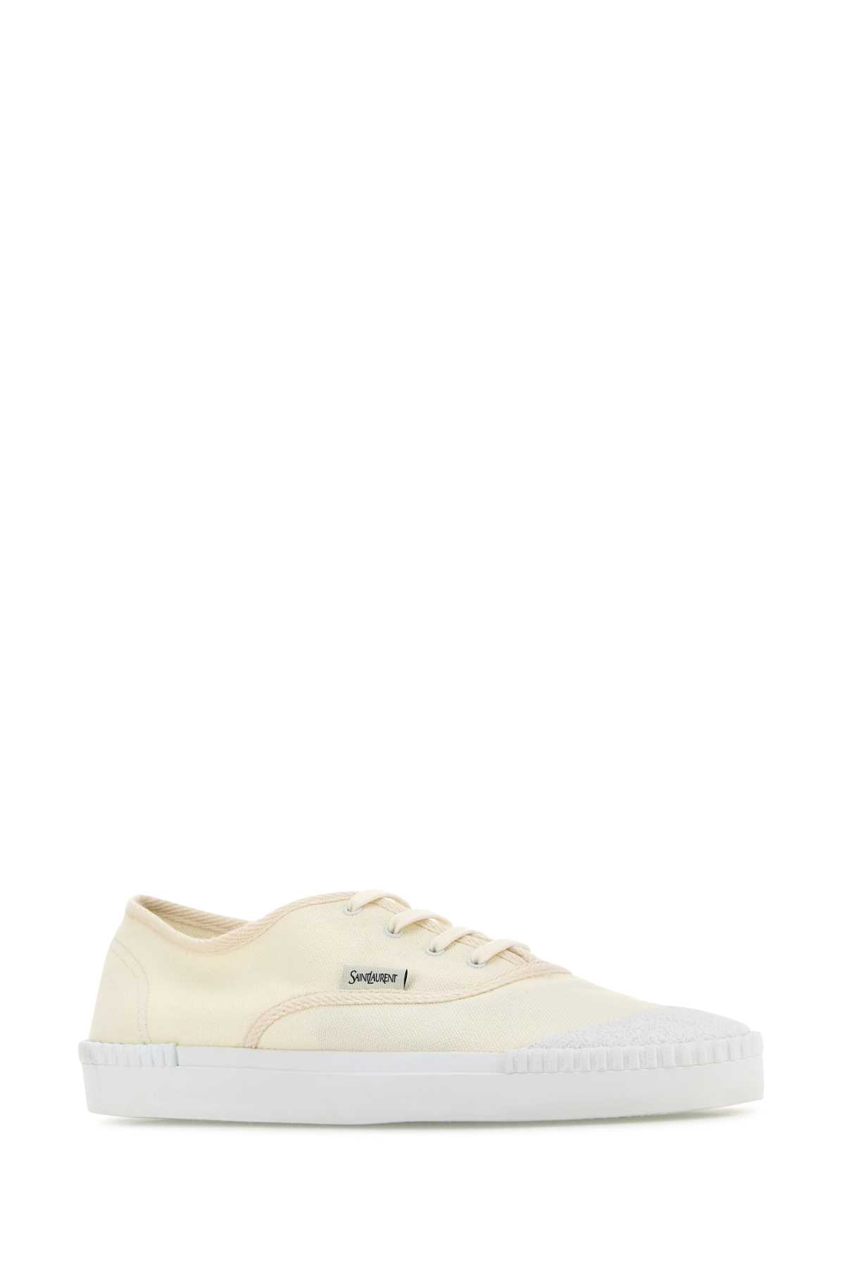 Shop Saint Laurent Ivory Canvas Wes Sneakers In Milk