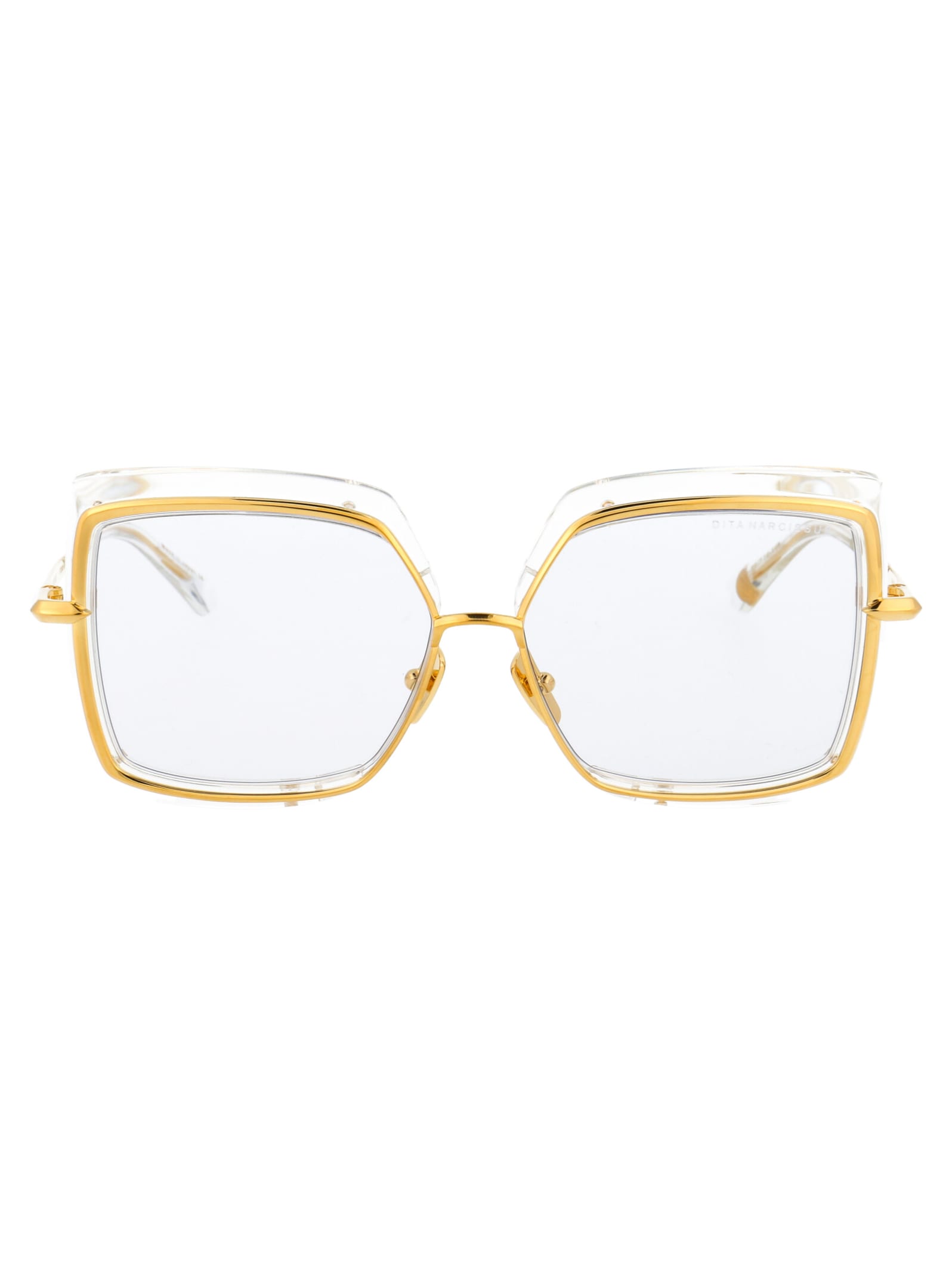 Shop Dita Narcissus Sunglasses In Crystal Clear - Yellow Gold