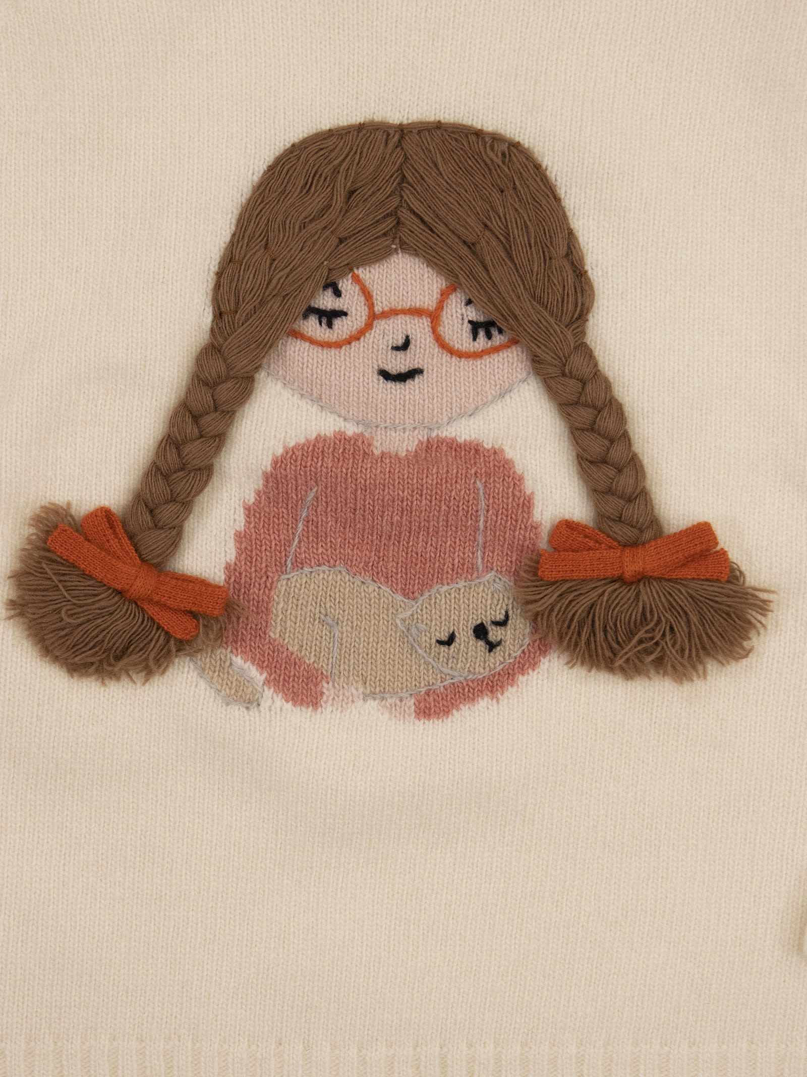 Shop Il Gufo Wool Sweater With Girls Embroidery In Milk