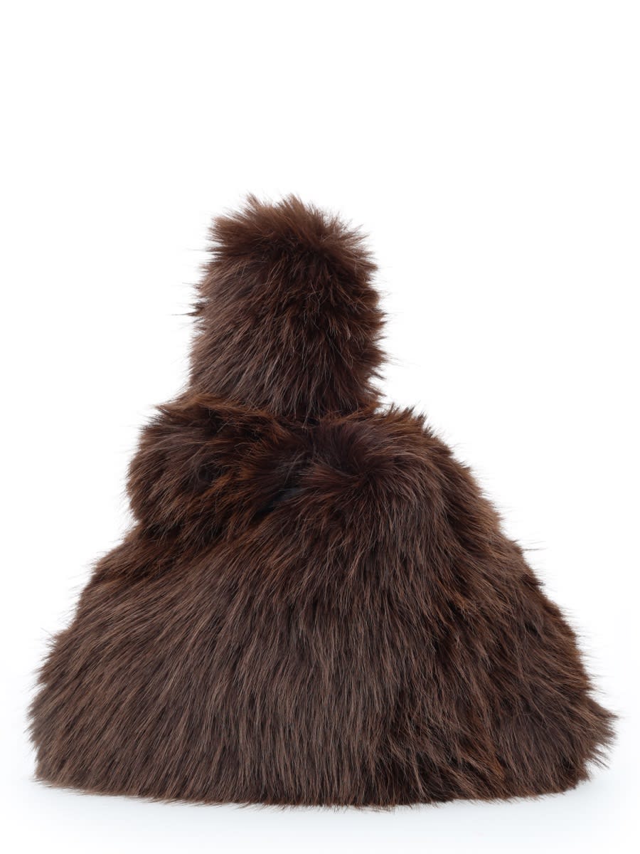 Msgm Small Fluffy Bag In Brown